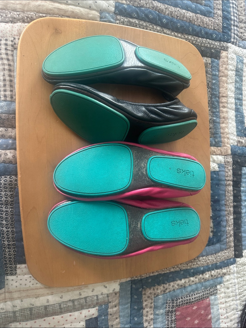 Tieks Leather Ballet Flats in Black and Hot Pink - Picture 5 of 6